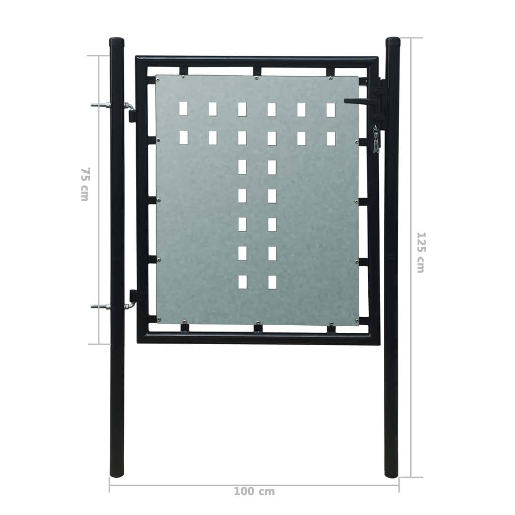 vidaXL Schwarzes Einzeltor für Zäune 100 x 75 cm-3