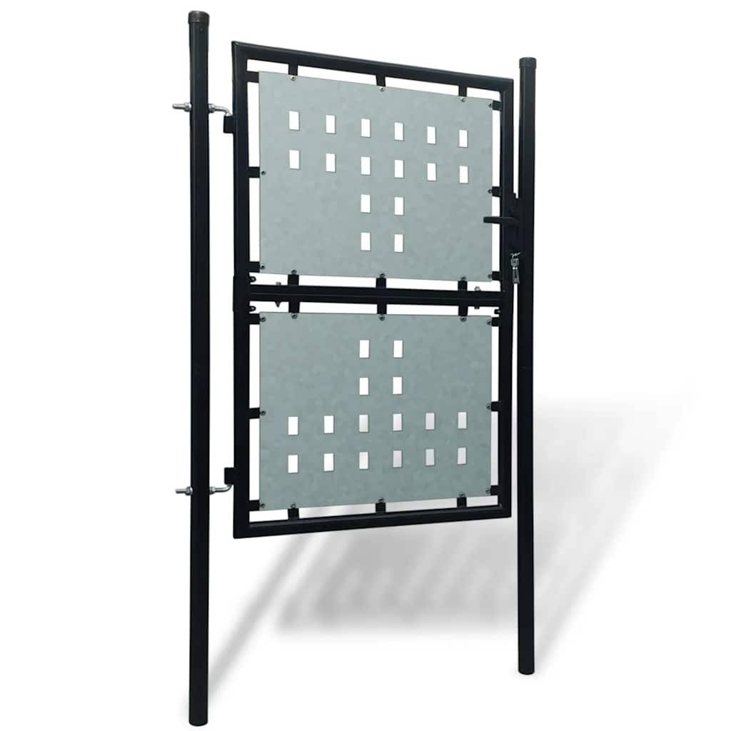 vidaXL Schwarzes Einzeltür-Gartentor 100x125 cm-2