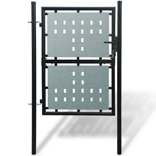 vidaXL Schwarzes Einzeltor für Zäune 100 x 150 cm