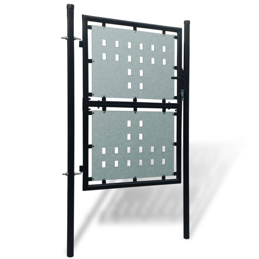 vidaXL Schwarzes Einzeltor für Zäune 100 x 150 cm-1