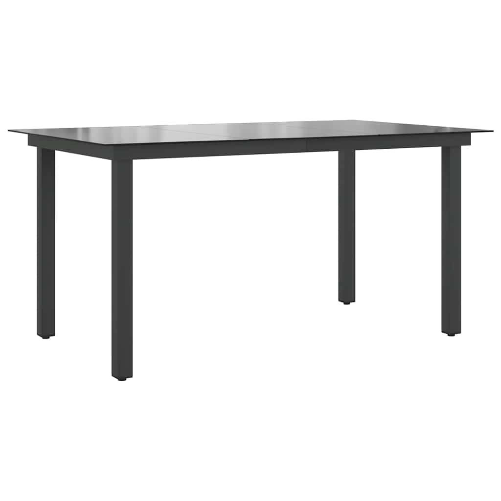 vidaXL Gartentisch Schwarz 150x90x74 cm Aluminium und Glas-0