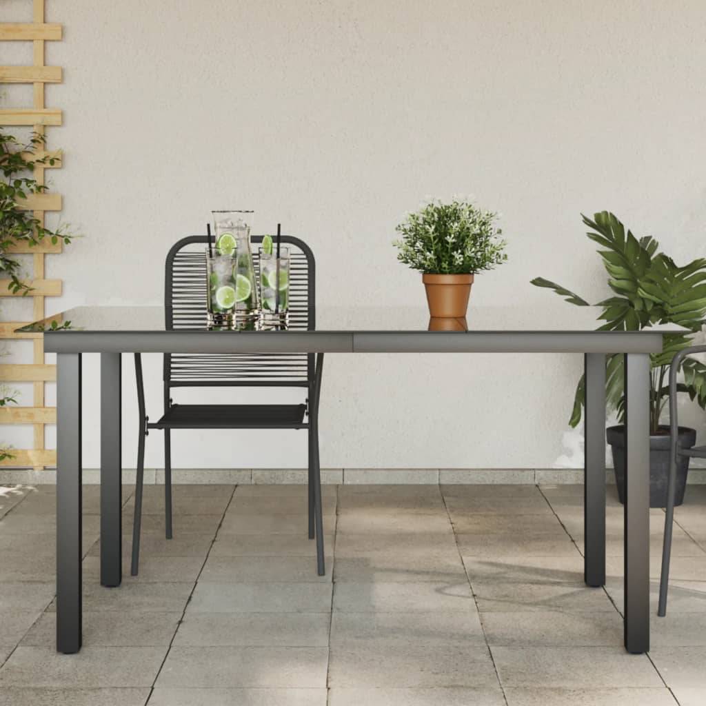 vidaXL Gartentisch Schwarz 150x90x74 cm Aluminium und Glas-1
