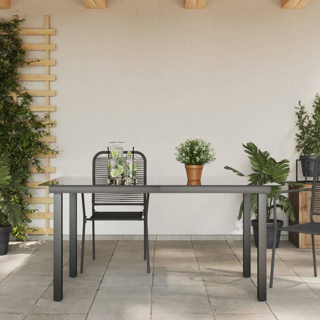 vidaXL Gartentisch Schwarz 150x90x74 cm Aluminium und Glas-2