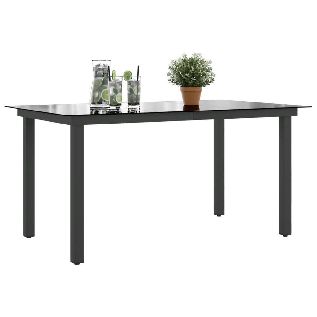 vidaXL Gartentisch Schwarz 150x90x74 cm Aluminium und Glas-3