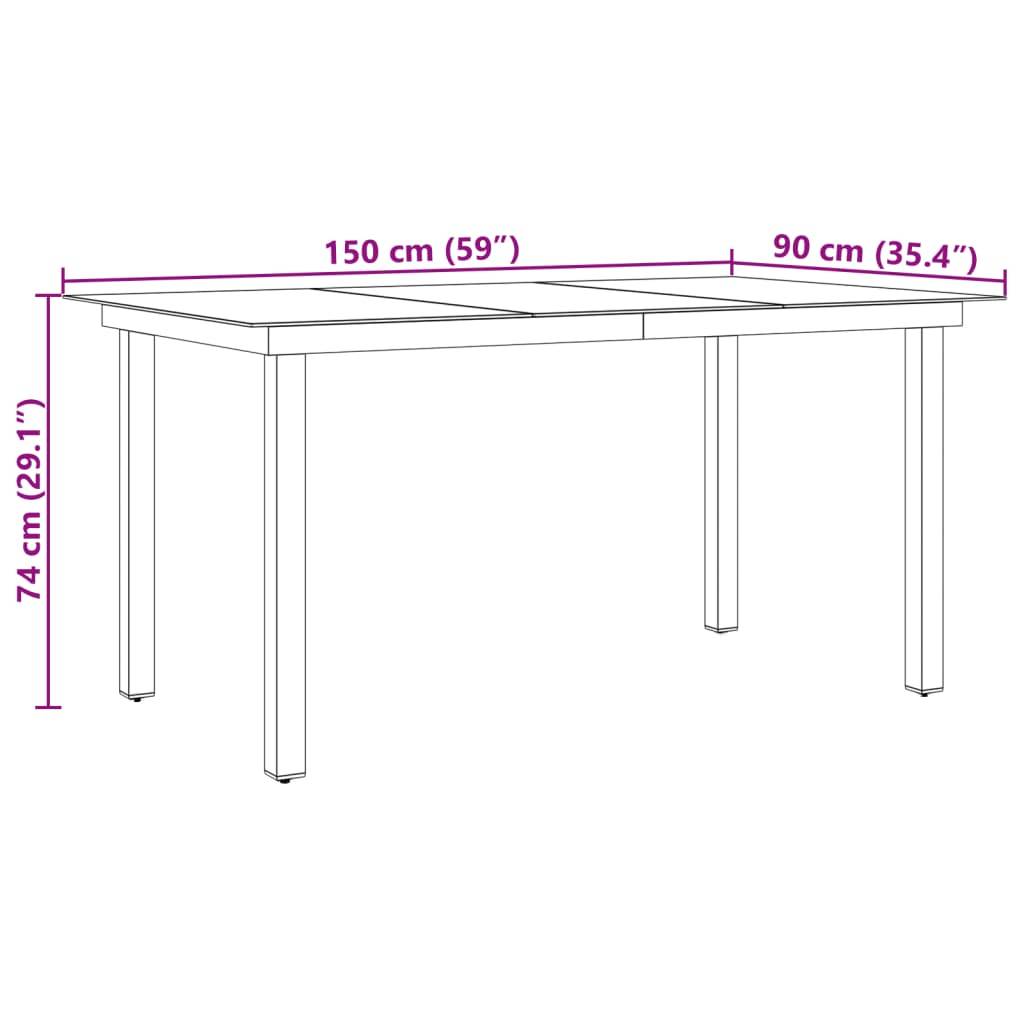 vidaXL Gartentisch Schwarz 150x90x74 cm Aluminium und Glas-4