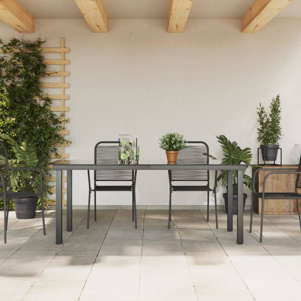 vidaXL Gartentisch Schwarz 190x90x74 cm Aluminium und Glas-2