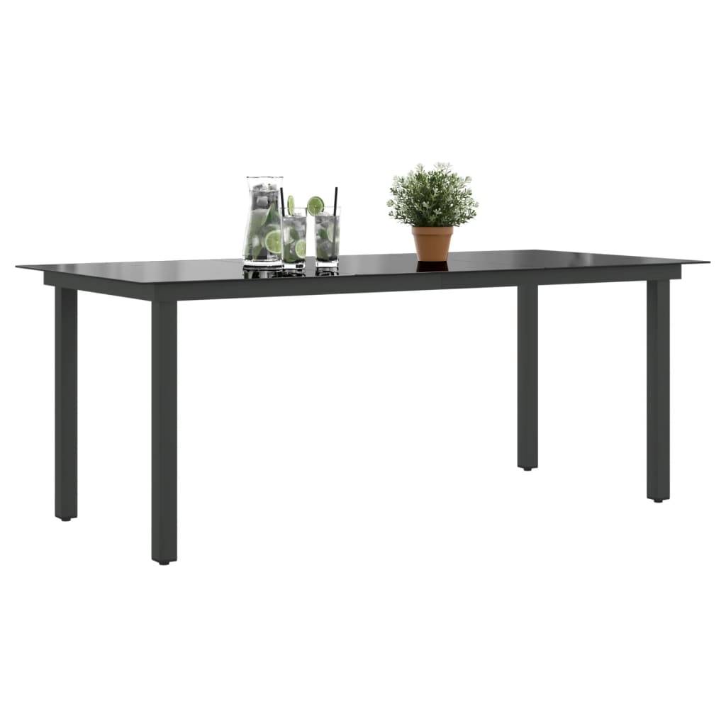 vidaXL Gartentisch Schwarz 190x90x74 cm Aluminium und Glas-3