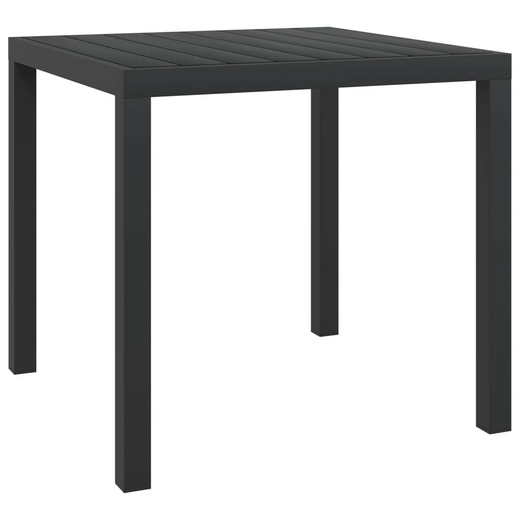 vidaXL Gartentisch Schwarz 80x80x74 cm Aluminium und WPC-0