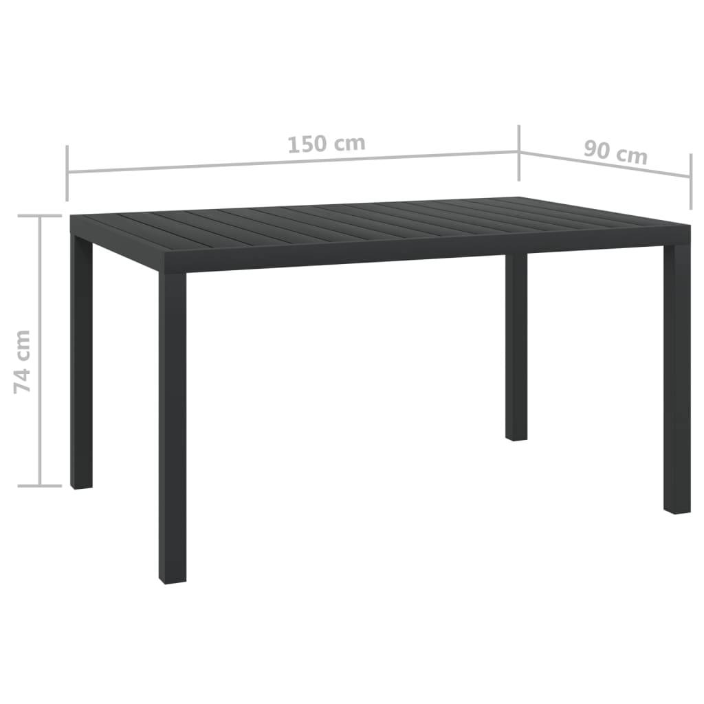 vidaXL Gartentisch Schwarz 150x90x74 cm Aluminium und WPC-4