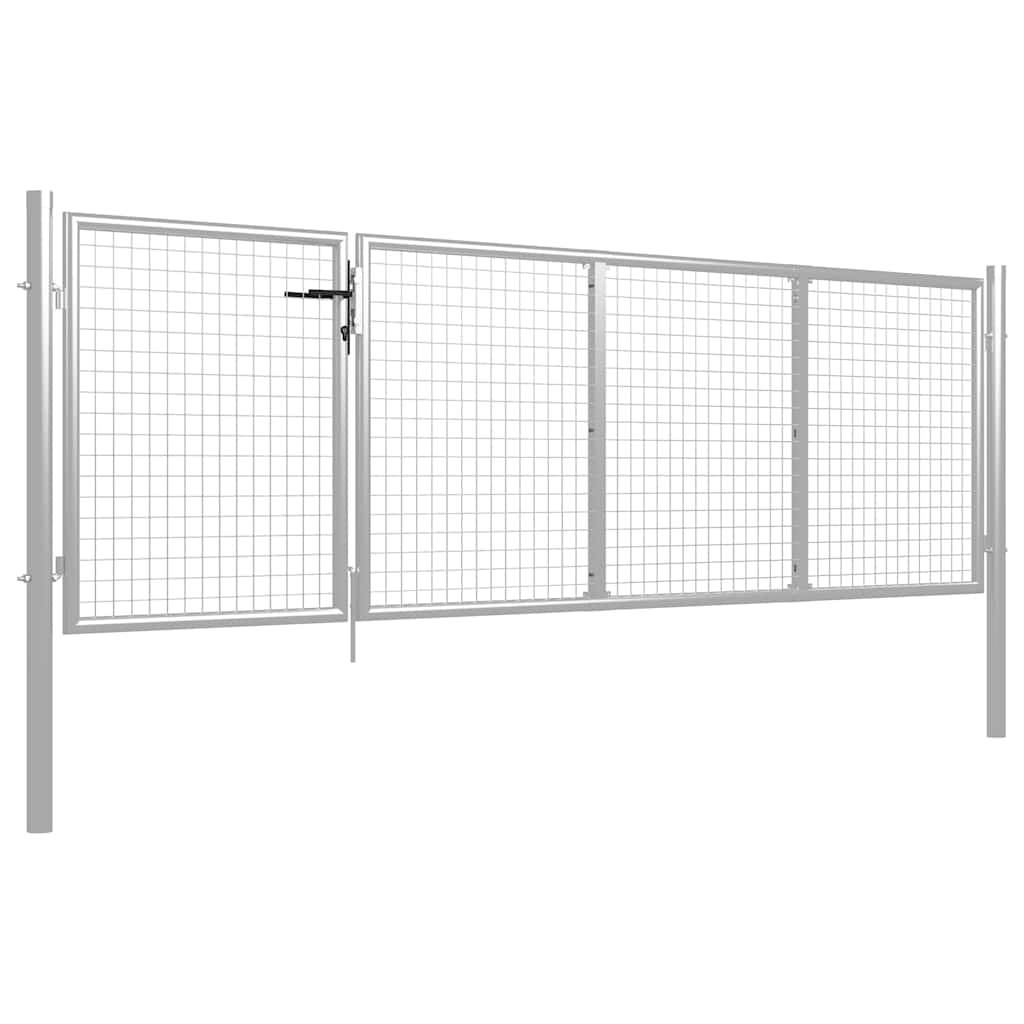 vidaXL Gartentor Stahl 350 x 100 cm Silbern-4