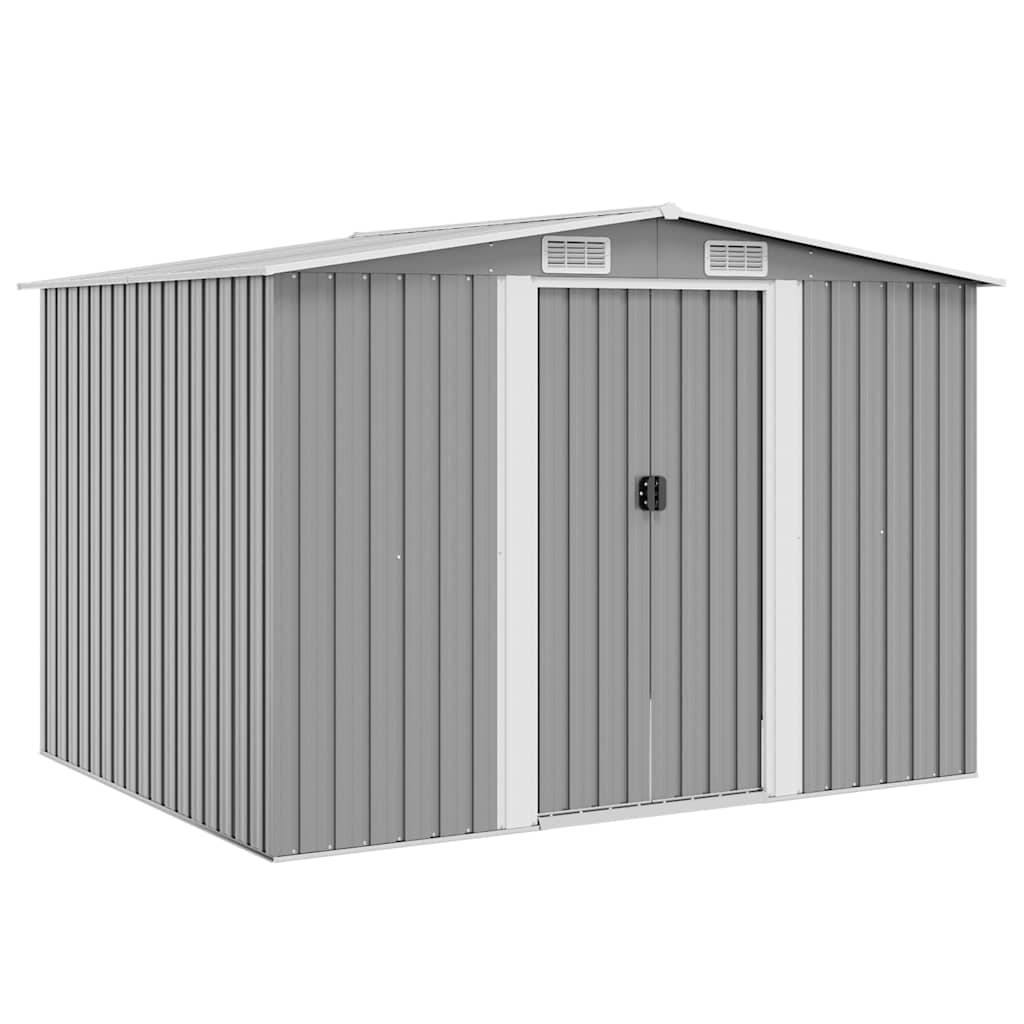 vidaXL Gartenschuppen Grau Metall 257 x 205 x 178 cm-0