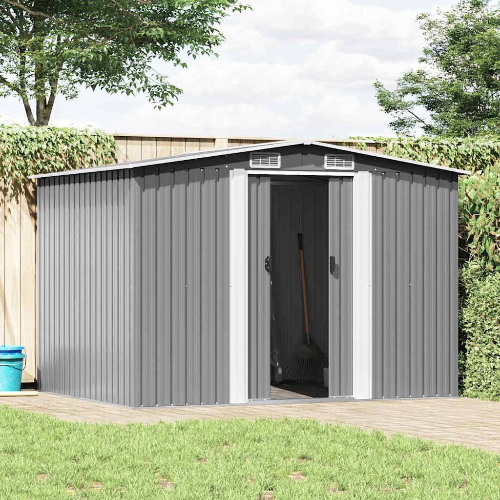 vidaXL Gartenschuppen Grau Metall 257 x 205 x 178 cm-1