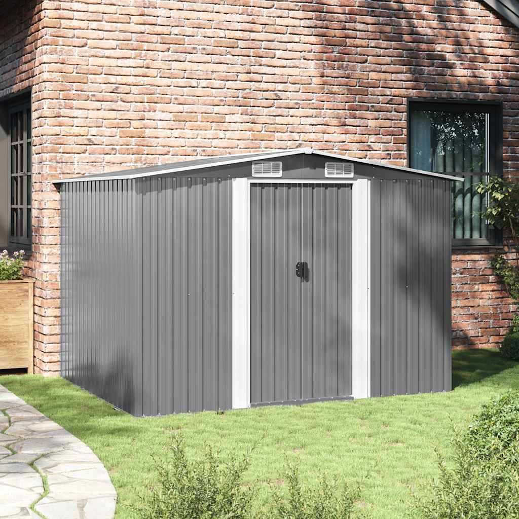 vidaXL Gartenschuppen Grau Metall 257 x 205 x 178 cm-2