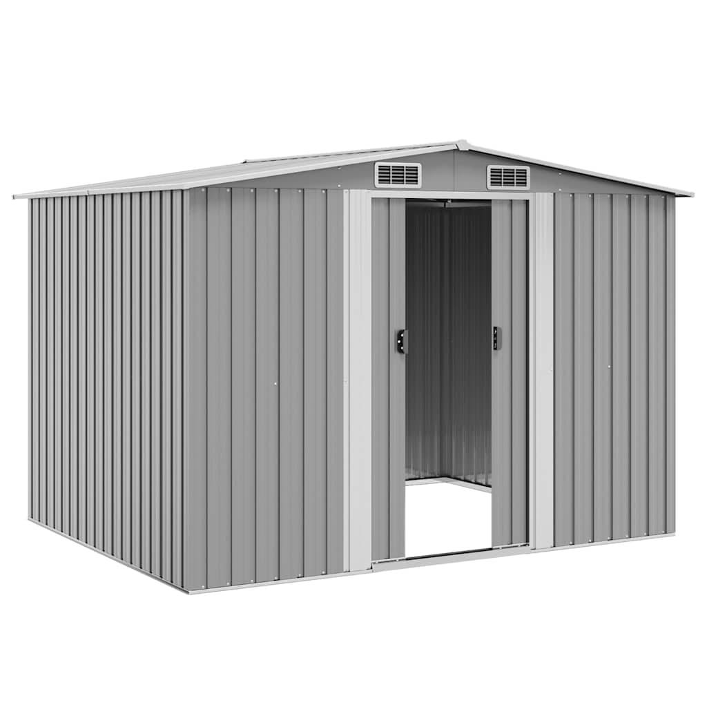 vidaXL Gartenschuppen Grau Metall 257 x 205 x 178 cm-3