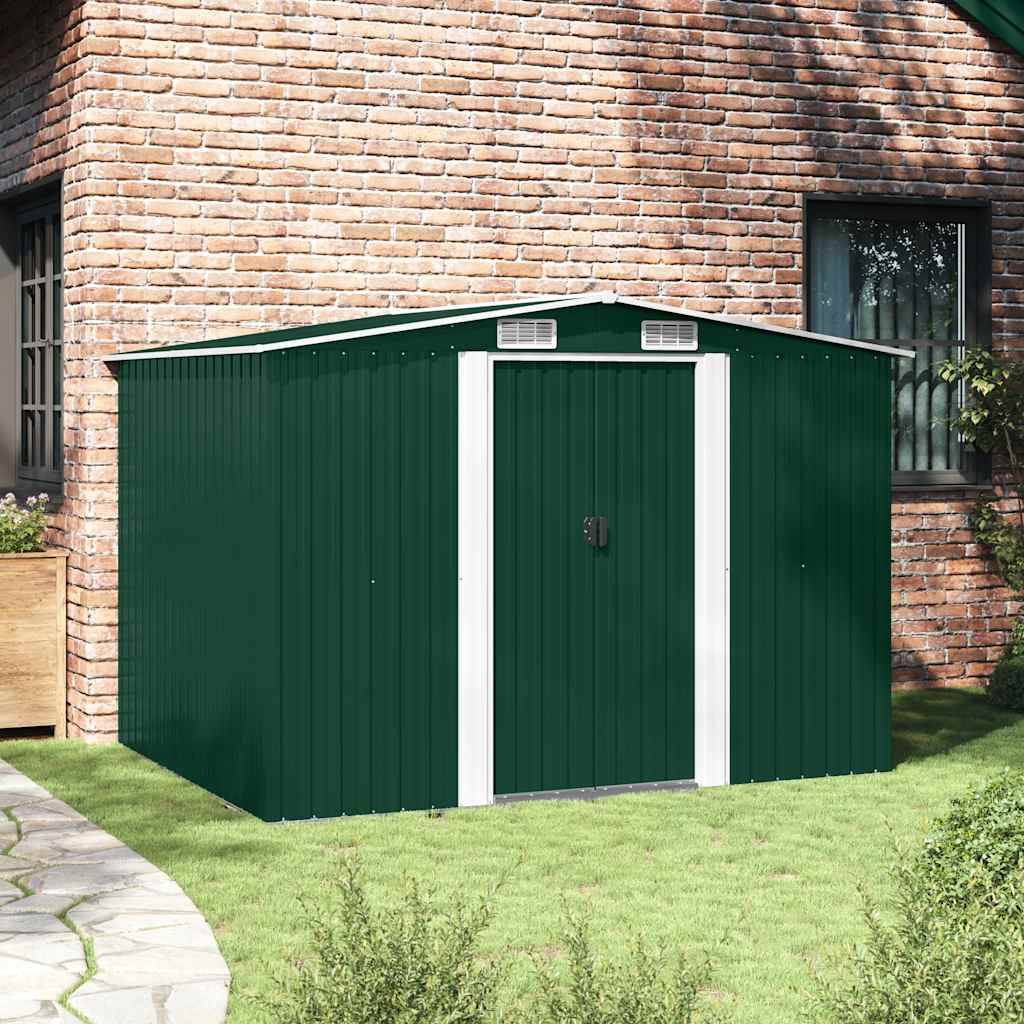 vidaXL Gartenschuppen Grün Metall 257 x 205 x 178 cm-2