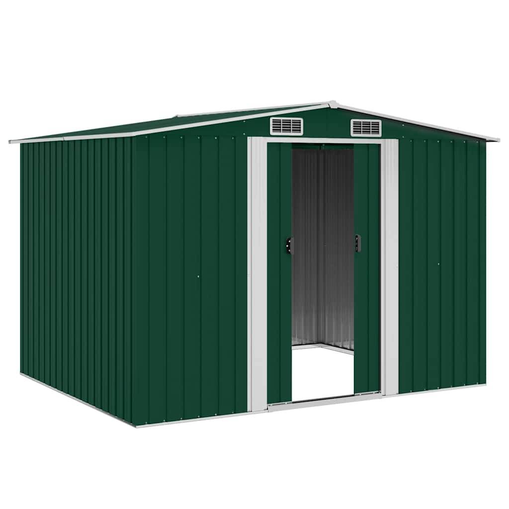 vidaXL Gartenschuppen Grün Metall 257 x 205 x 178 cm-3