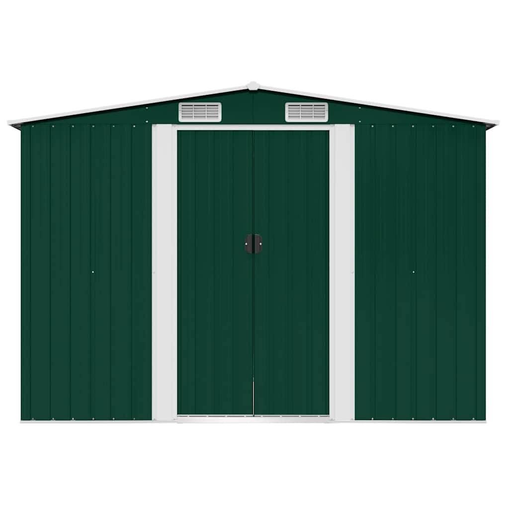 vidaXL Gartenschuppen Grün Metall 257 x 205 x 178 cm-4