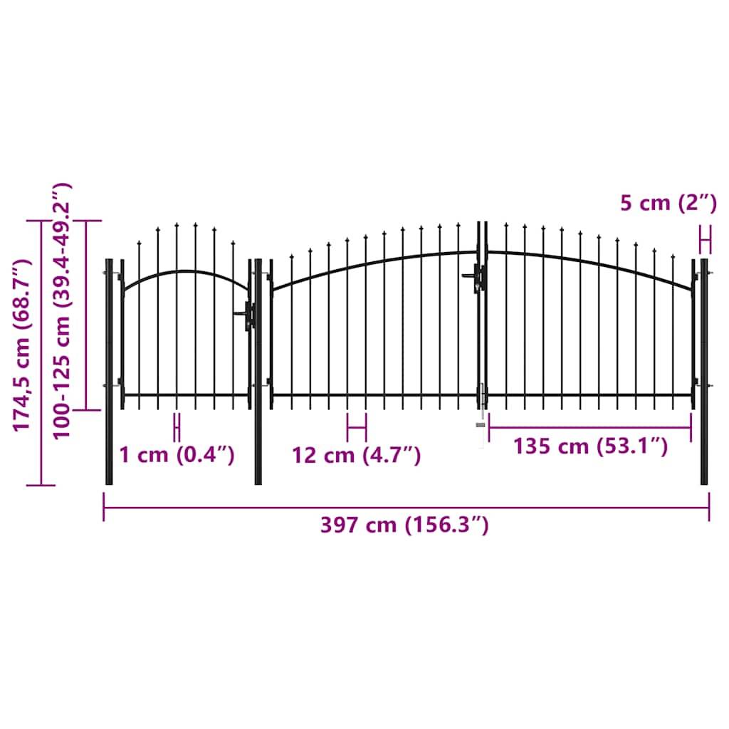 vidaXL Gartentor Woerden Stahl 1,25 x 4 m Schwarz-4