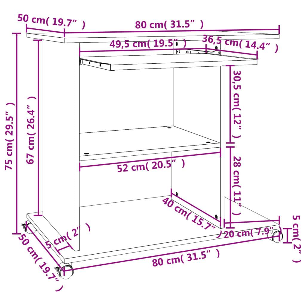 vidaXL Schreibtisch Betongrau 80x50x75 cm Holzwerkstoff-3