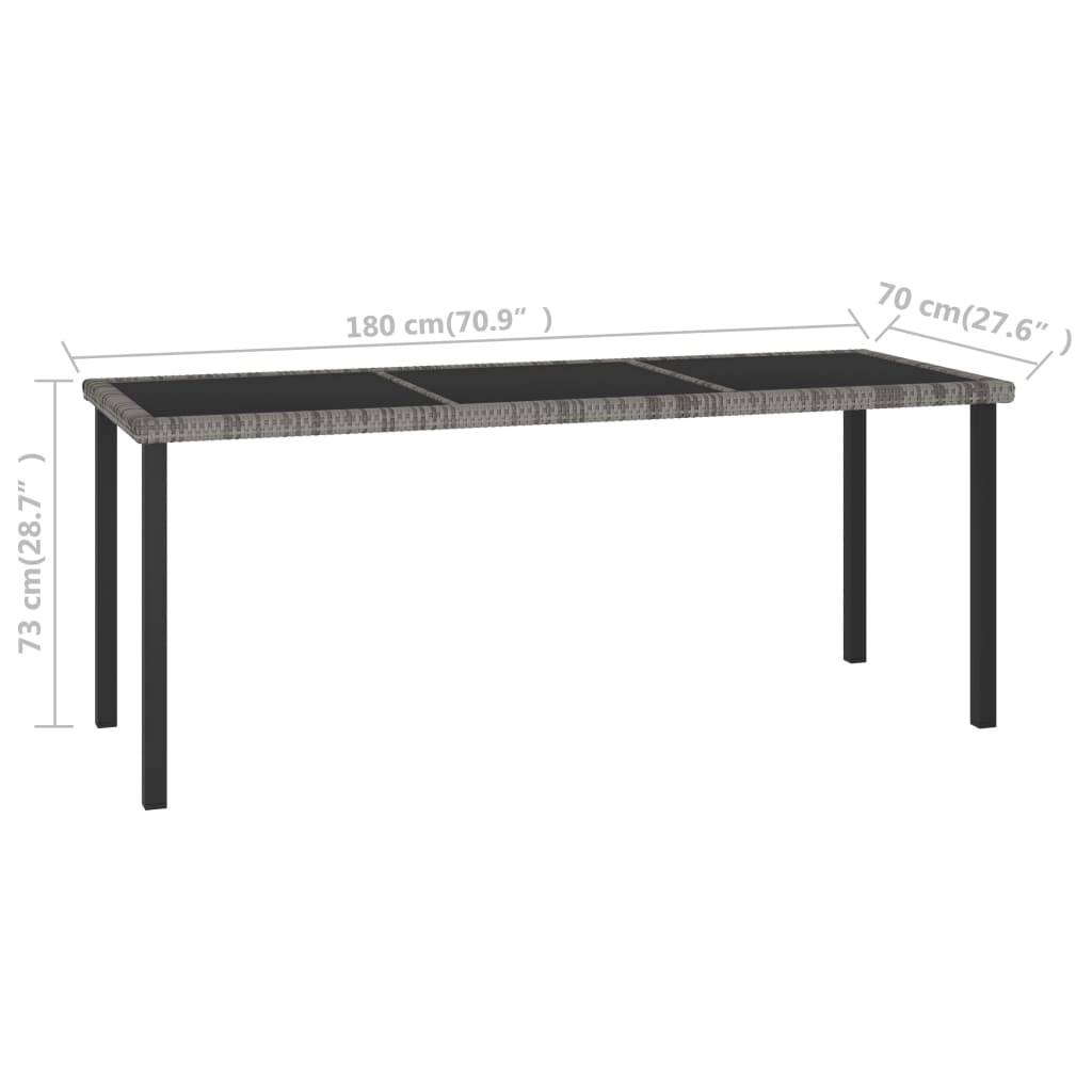 vidaXL Garten-Esstisch Grau 180x70x73 cm Poly Rattan-4