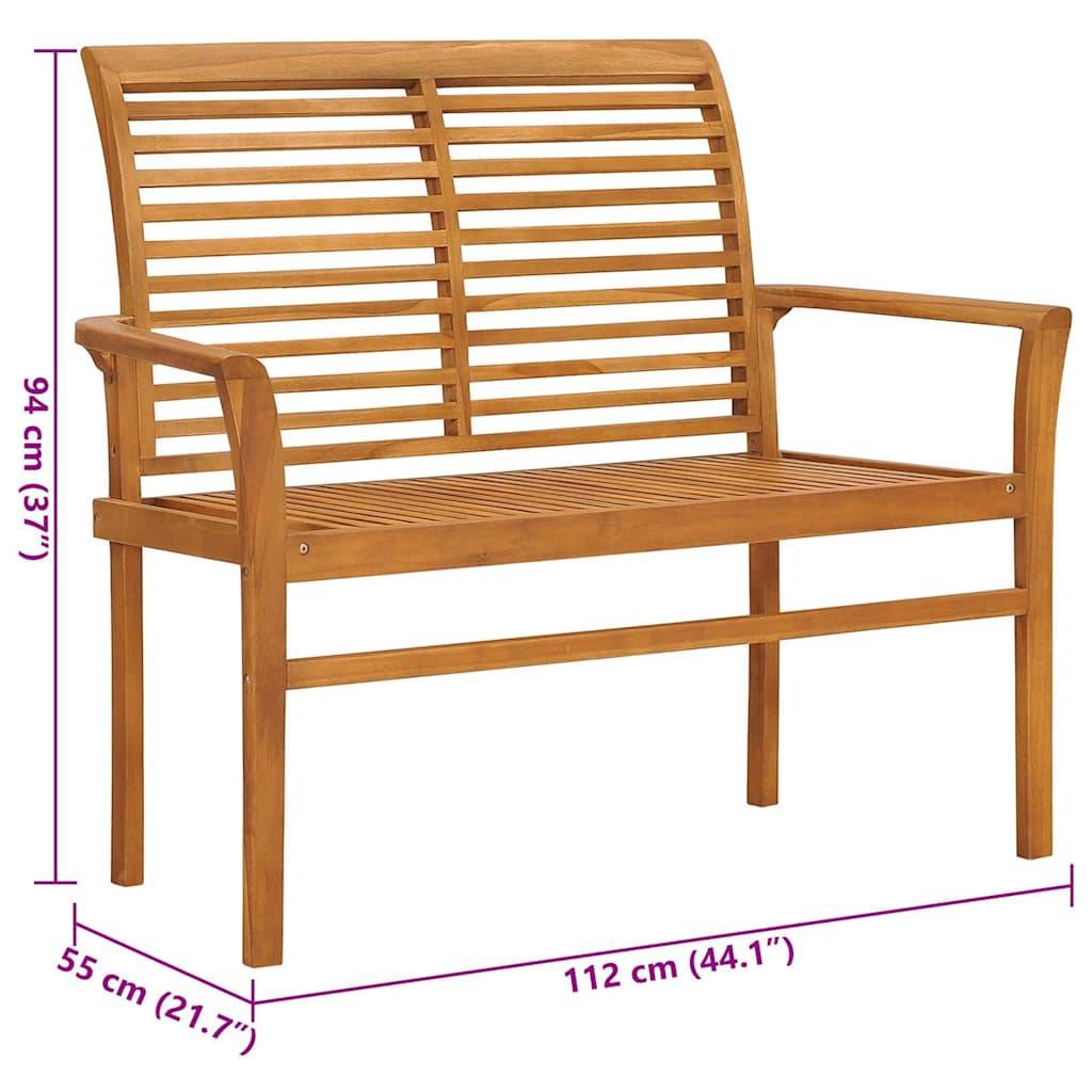 vidaXL Gartenbank mit Anthrazit Auflage 112 cm Massivholz Teak-4