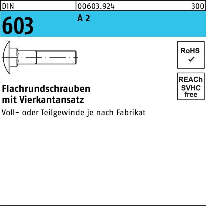 Flachrundschraube DIN 603 Vierkantansatz M8x 70 A 2 100 Stück-0