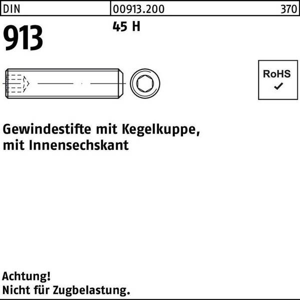 Gewindestift DIN 913 Kegelkuppe/Innen-6kt M24x 90 45 H 25 Stück