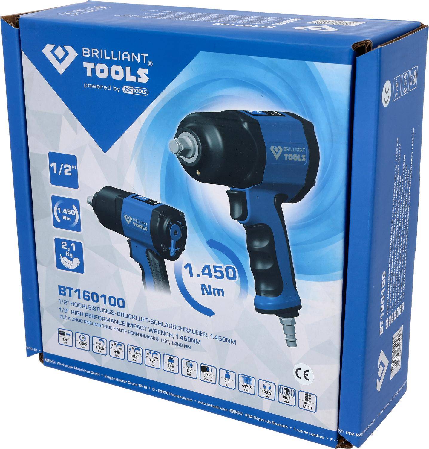 Brilliant Tools 1/2" Druckluft-Schlagschrauber, 1.450 Nm-1
