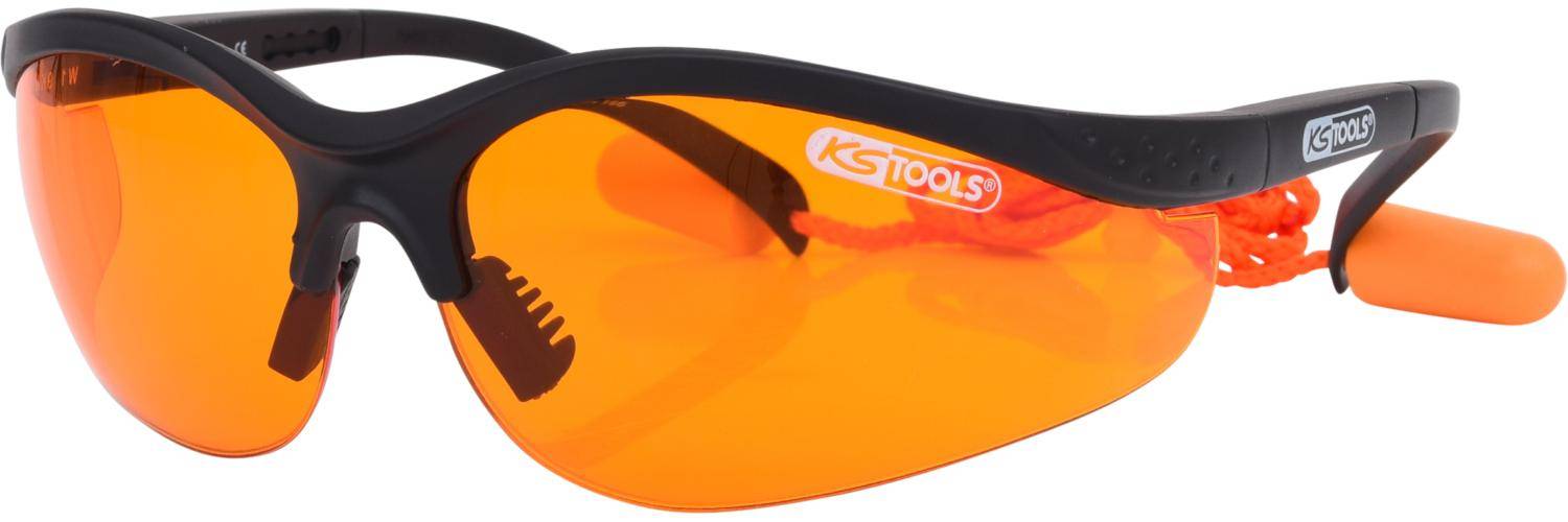KS TOOLS Schutzbrille-orange, mit Ohrstöpsel-0