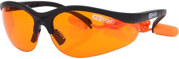 KS TOOLS Schutzbrille-orange, mit Ohrstöpsel