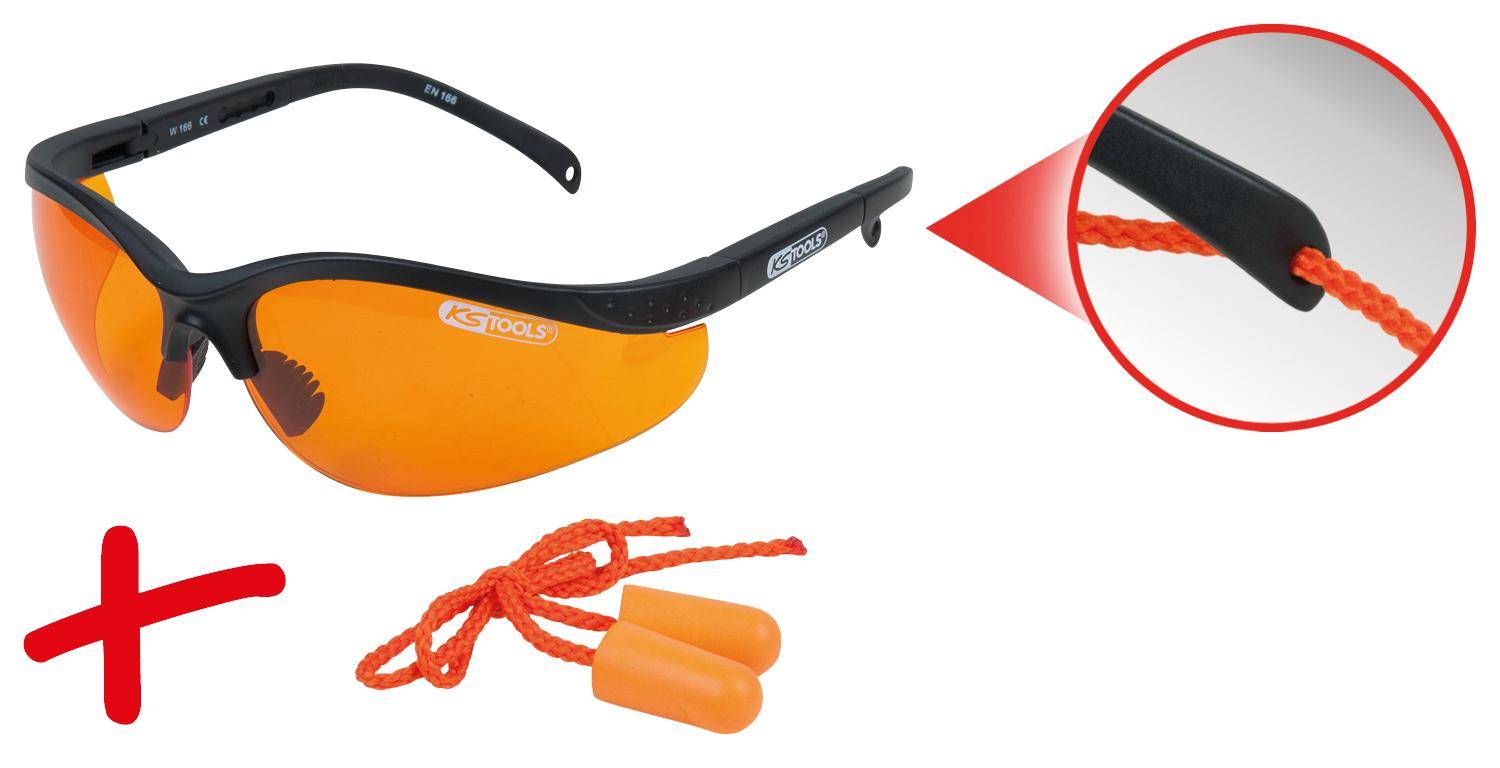 KS TOOLS Schutzbrille-orange, mit Ohrstöpsel-5
