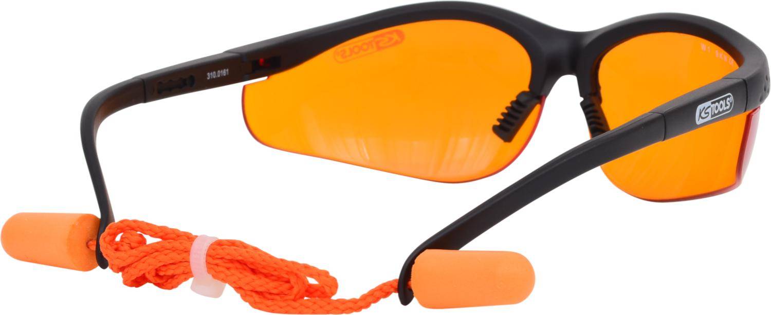 KS TOOLS Schutzbrille-orange, mit Ohrstöpsel-6