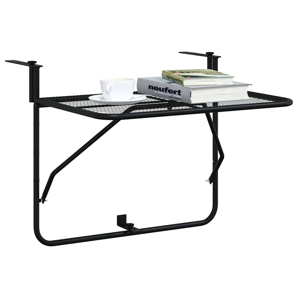 vidaXL Balkontisch Schwarz 60x40 cm Stahl-3