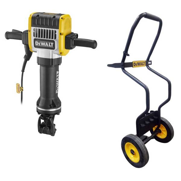 DeWalt Abbruchhammer 28 mm Sechskant, 30 kg, 2100 W, incl. Spitzmeißel, Transportkarre