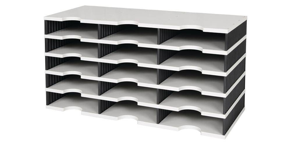 styro G. m. b. H. Ablage-Systeme Sortierablage Trio 15 Fächer H363xB723xT331mm Polystyrol grau/schwarz STYRO 268-0305.98-0