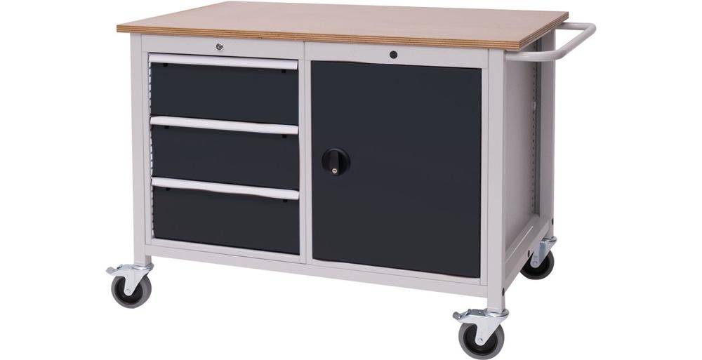 Bedrunka + Hirth Werkbank B1250xT750xH935mm Buche Multiplex lichtgrau