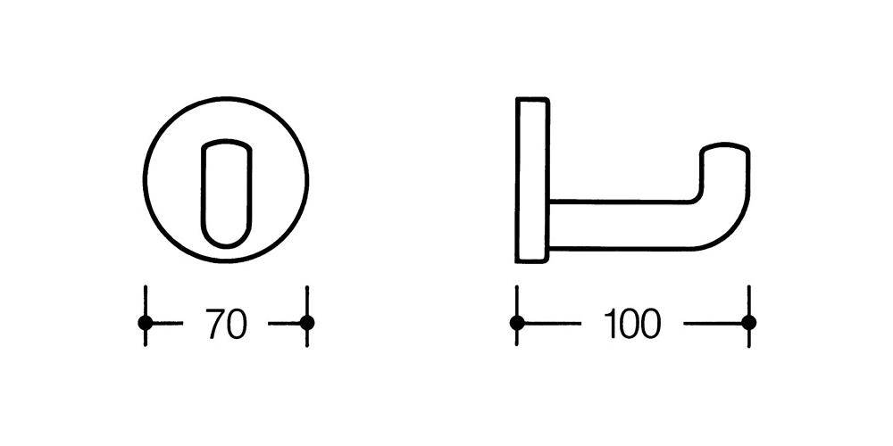 Einzelhaken 477.90.030 einfach A.100mm PA lichtgrau 97 D.70mm HEWI-1