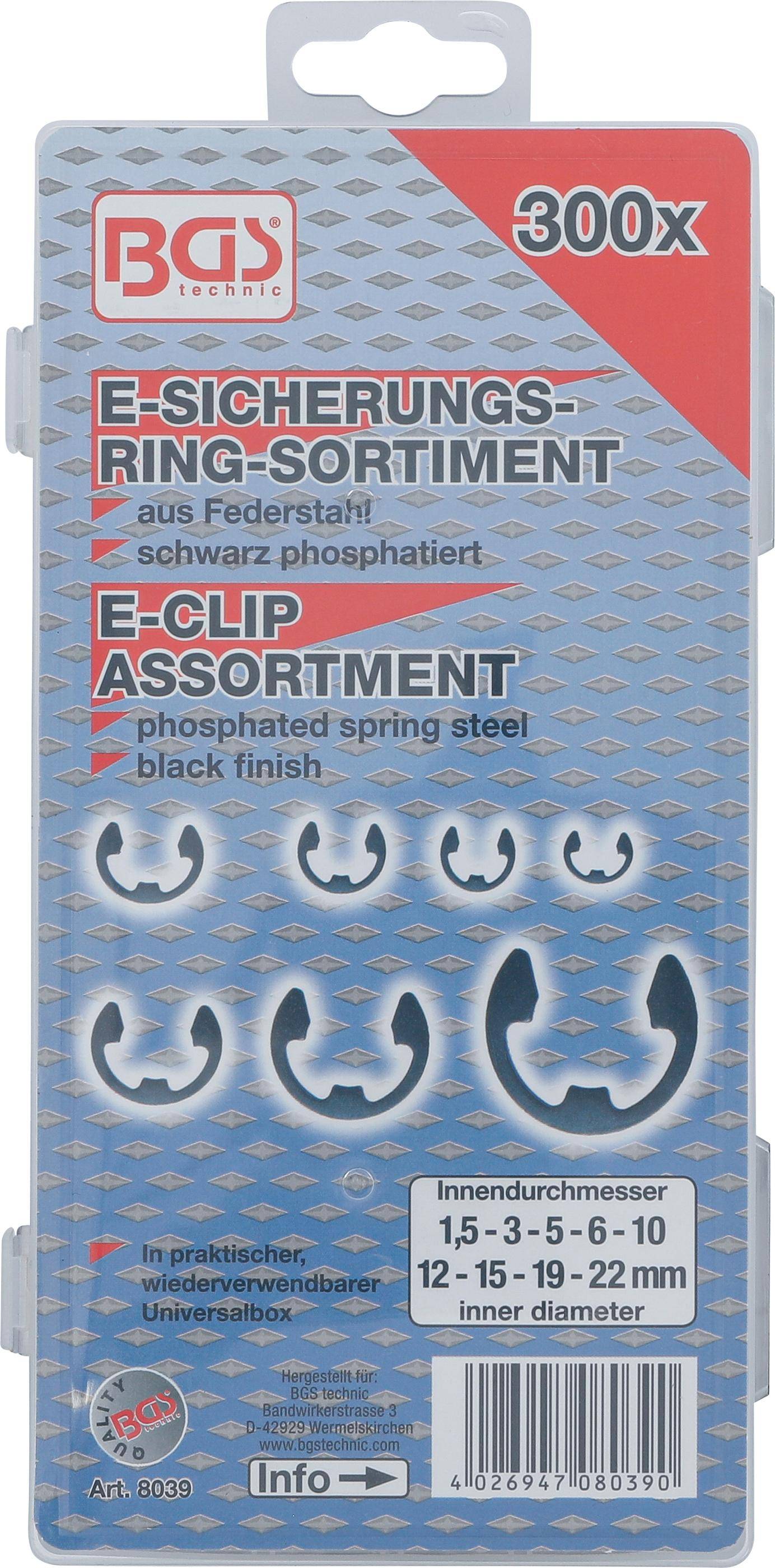 BGS 8039 E-Sicherungsring-Sortiment, 1,5 - 22 mm, 300-tlg.-2