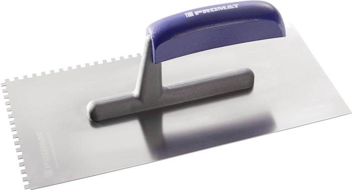 PROMAT Glättekelle L.280mm B.130mm Zahn 10x10 rostfrei,H-Heft VA-0
