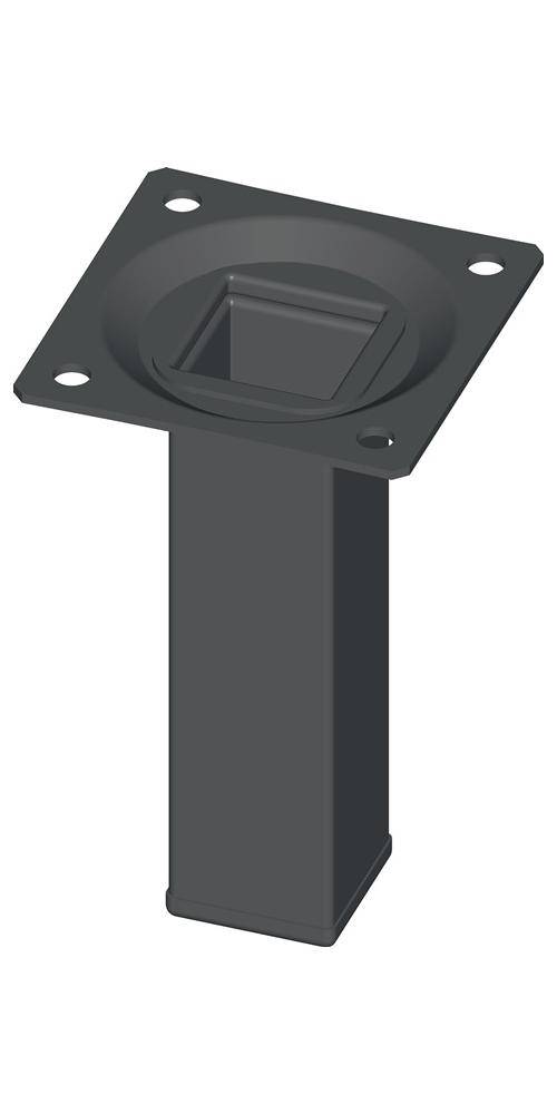 Möbelfuß schwarz RAL 9005 25x25mm H.700mm Platte ALFER ALUMINIUM-0