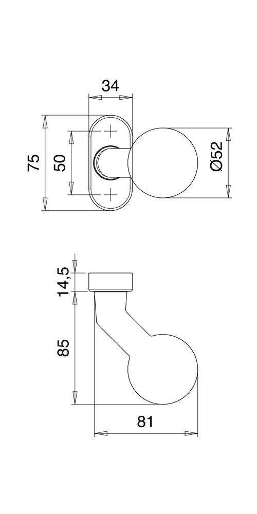 Feuerschutzkugelknopf 2133/4020 VA EST Ovalrosette Profiltür EDI-1