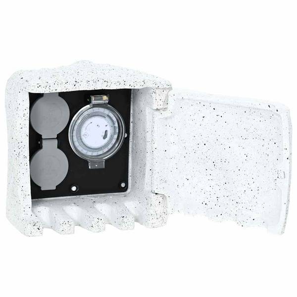 vidaXL Gartensteckdosen mit Zeitschaltuhr Stein-Optik