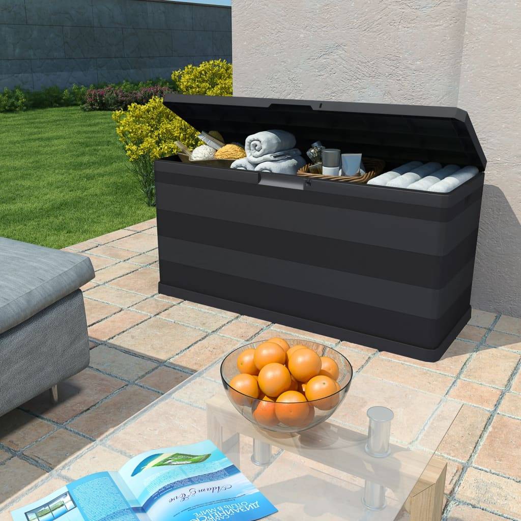 vidaXL Gartenbox Schwarz 117×45×56 cm-1