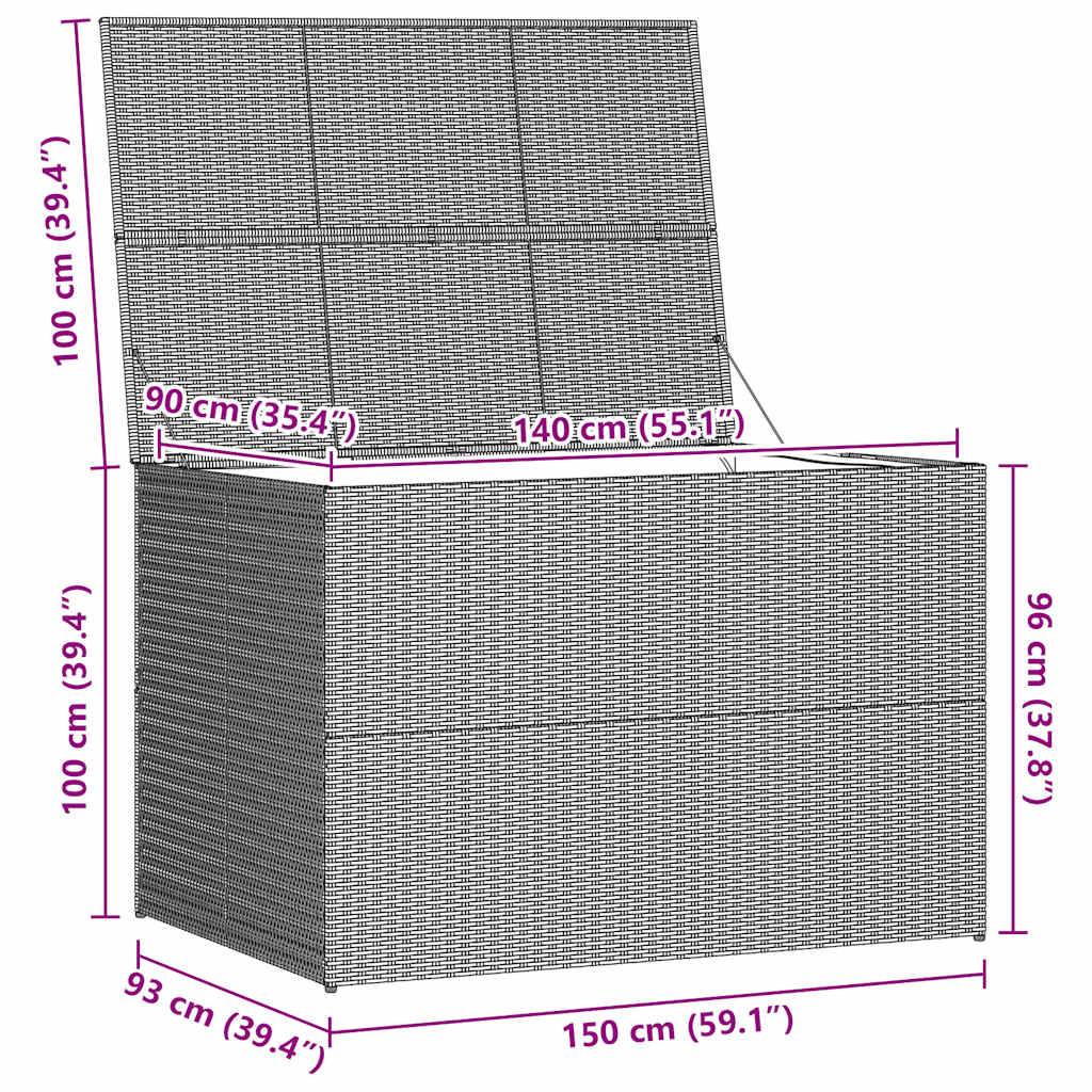 vidaXL Garden-Auflagenbox Schwarz 150x100x100 cm Poly Rattan-4