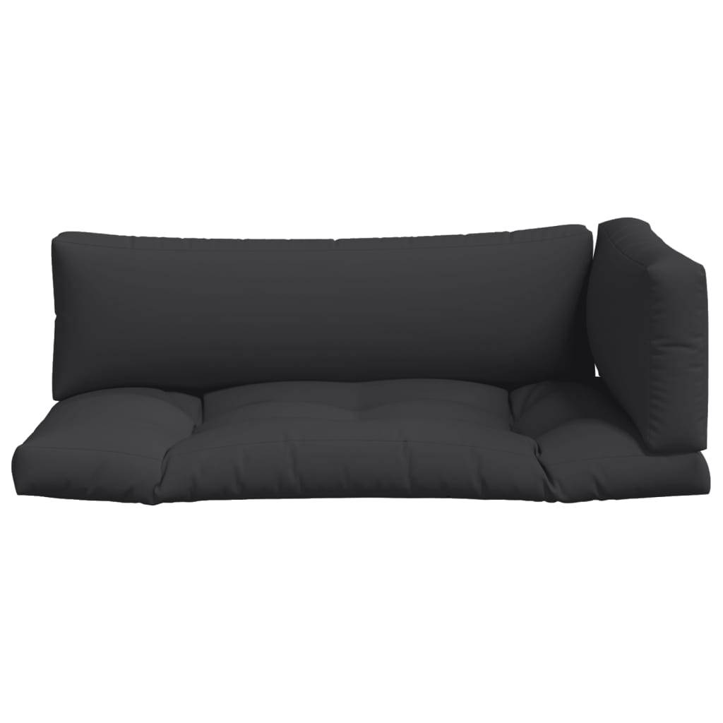 vidaXL Palettenkissen 3-tlg. Schwarz Stoff-3