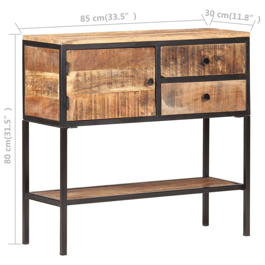 vidaXL Sideboard 85x30x80 cm Raues Mangoholz-4