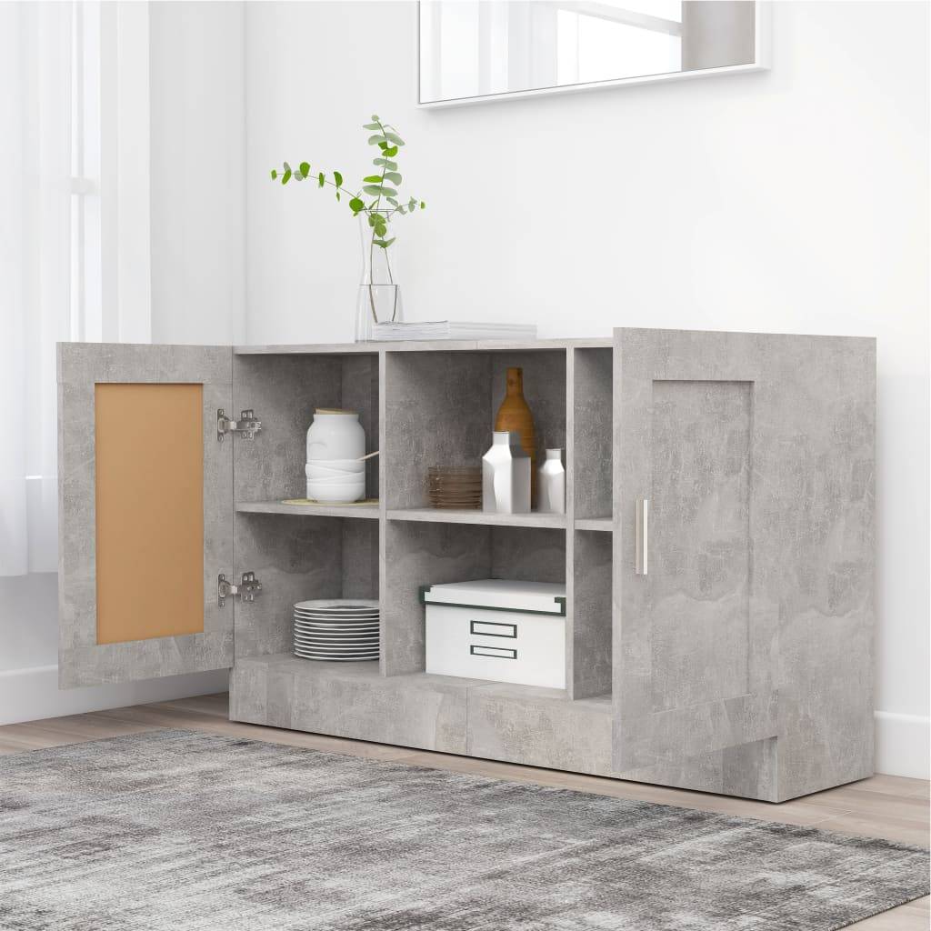 vidaXL Sideboard Betongrau 120x30,5x70 cm Holzwerkstoff-3