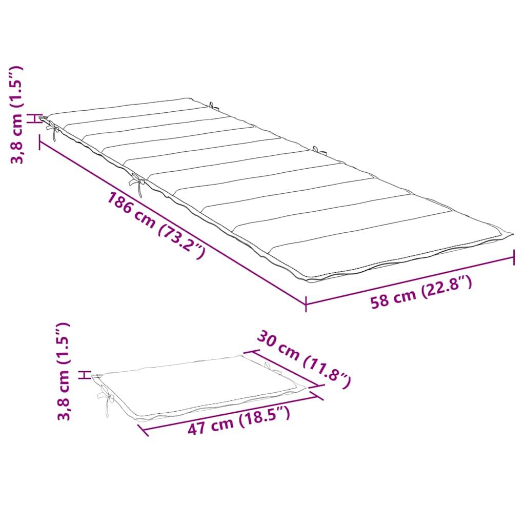 vidaXL Sonnenliegen-Auflage Grün 186x58x4 cm Oxford-Gewebe-4