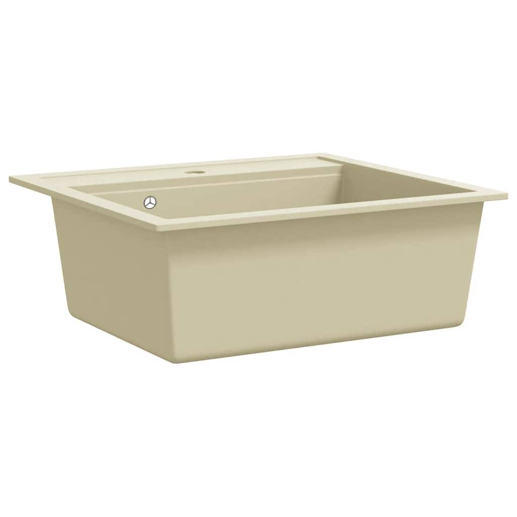 vidaXL Granitspüle Einzelbecken Beige-2