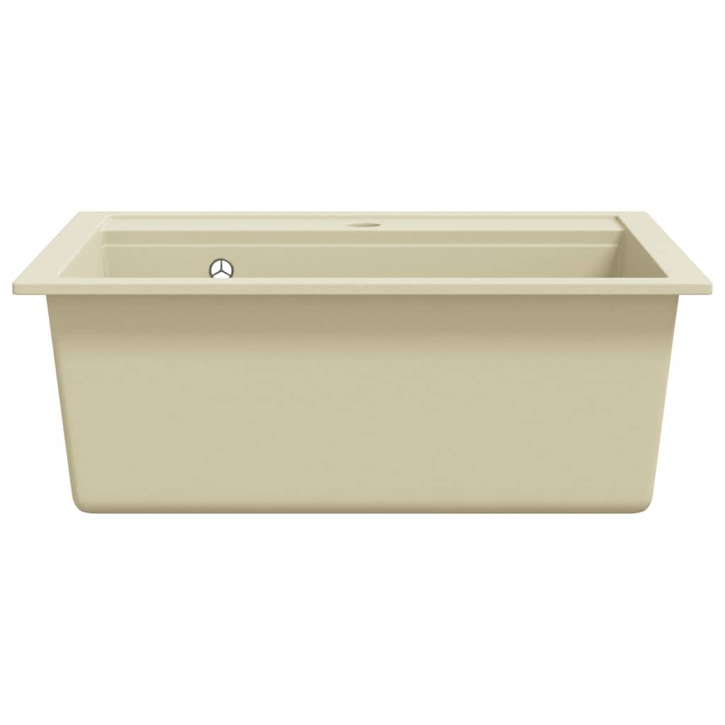vidaXL Granitspüle Einzelbecken Beige-3